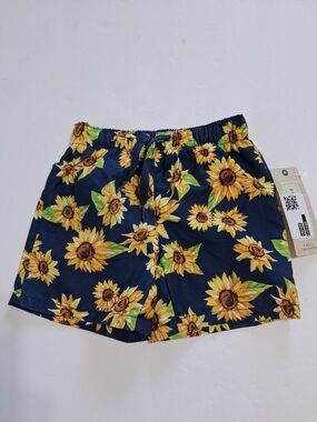 Peyton & Parker Sunflower Print Kids Swim Trunks Size 12M Navy Yellow